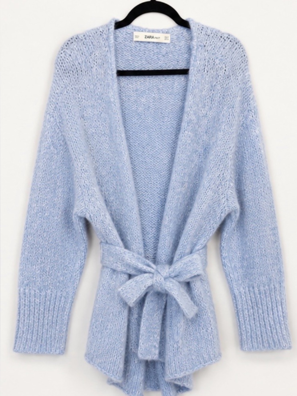 Zara Pale Blue Knit Belted Cardigan
